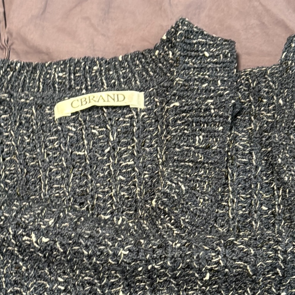 Off-the-Shoulder Blue Ribbed Sweater - Picture 2 of 5